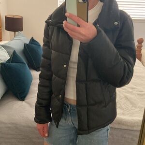 Anthropologie Avec Les Filles Faux Leather Puffer Coat